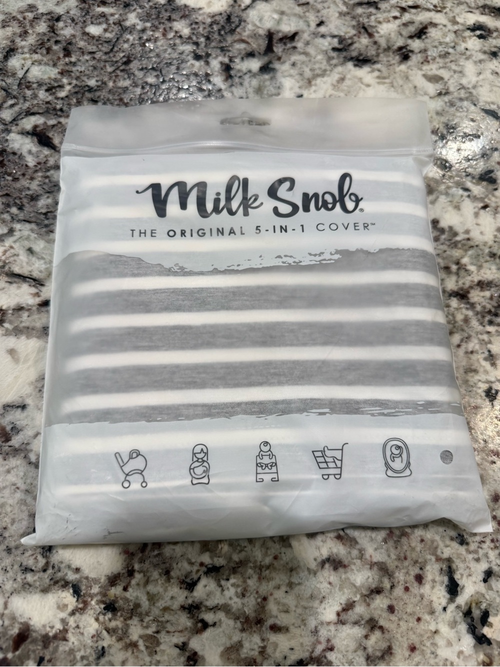 Milk Snob Gray & White Striped 5-in-1 Nursing Cover